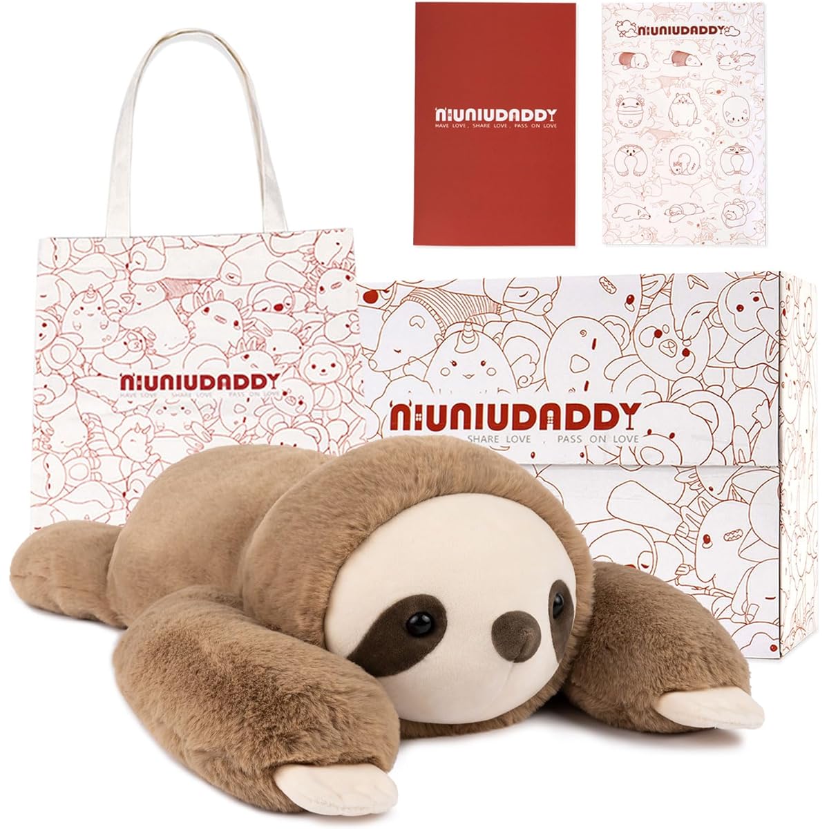Niuniu Daddy Weighted Sloth Plush Toy for Anxiety 3.7 lbs Large Weighted Stuffed Animal for Kids Adults 20 Inch Cute Weighted Stuffed Sloth Toy Christmas Birthday Gift Present