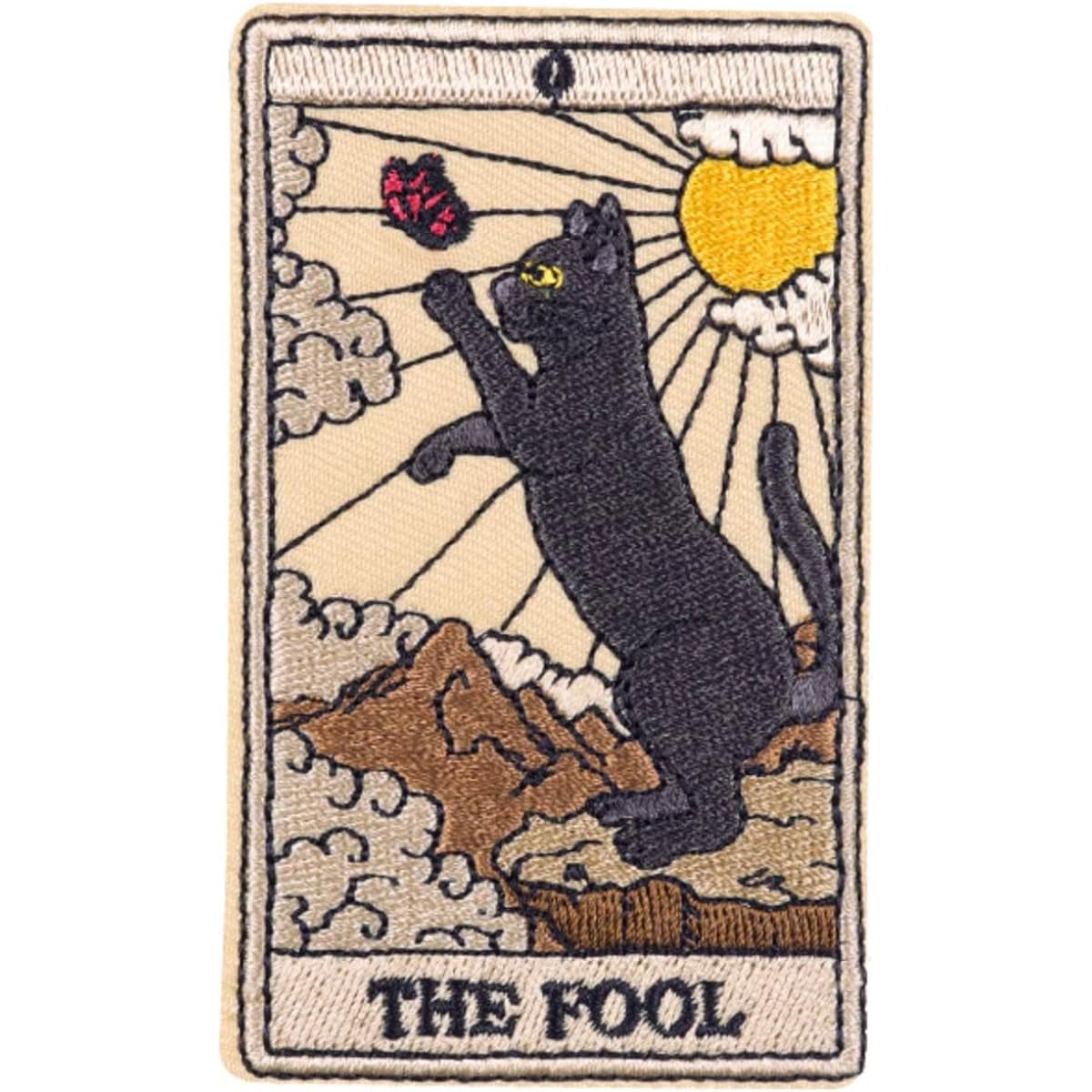 The Fool Cat Tarot Card Fortune Telling 3.6" Iron-on Embroidered Adhesive Patch for Clothing