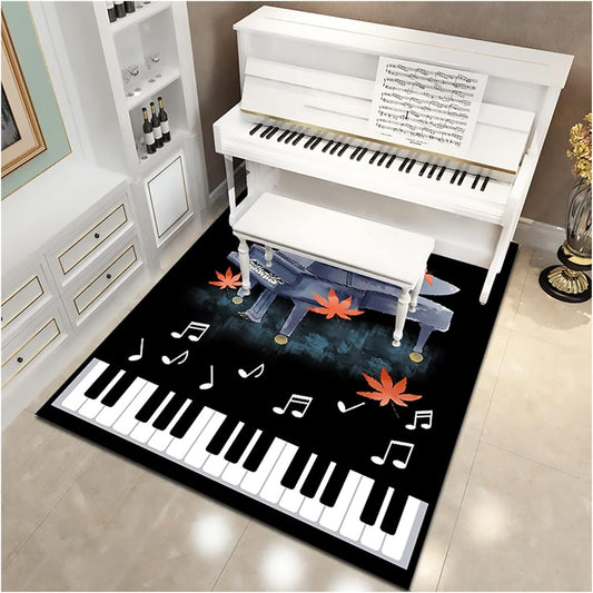Washable Rectangle Piano Rug, Non-Slip Carpet, Living Room, Bedroom, Dining Room, Mat, Floor Decor, Thickness Approx. 6mm/0.23inch/0.01ft. (Color : D, Size : 160x180cm)