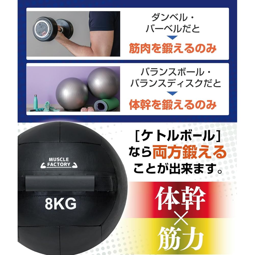 MUSCLE FACTORY Kettleball Kettlebell Medicine Ball 2kg 3kg 5kg 8kg 10kg 12kg 15kg Soft Type Ball Wide Handle Aerobic Exercise Training Baseball Soccer Ball Game Soft Kettlebell Equipment Weight Core Endurance Muscle Muscle Training Track and Field Home G