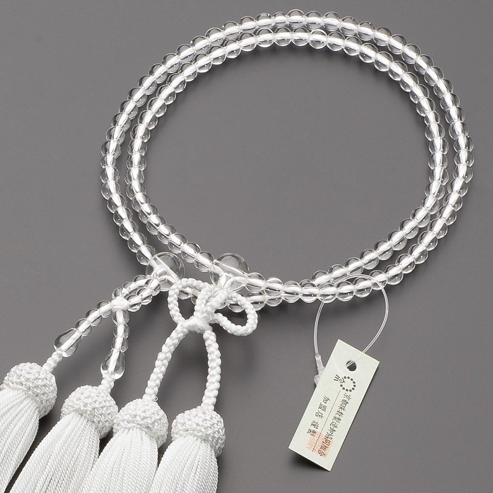 Buddhist altar store Takita Shoten Prayer beads Jodo Shinshu authentic prayer beads [For women] Genuine crystal 8-inch pure silk headed tassel ◆Kyoto prayer beads, real prayer beads, two-wheeled prayer beads, disciples, formal prayer beads [Published by