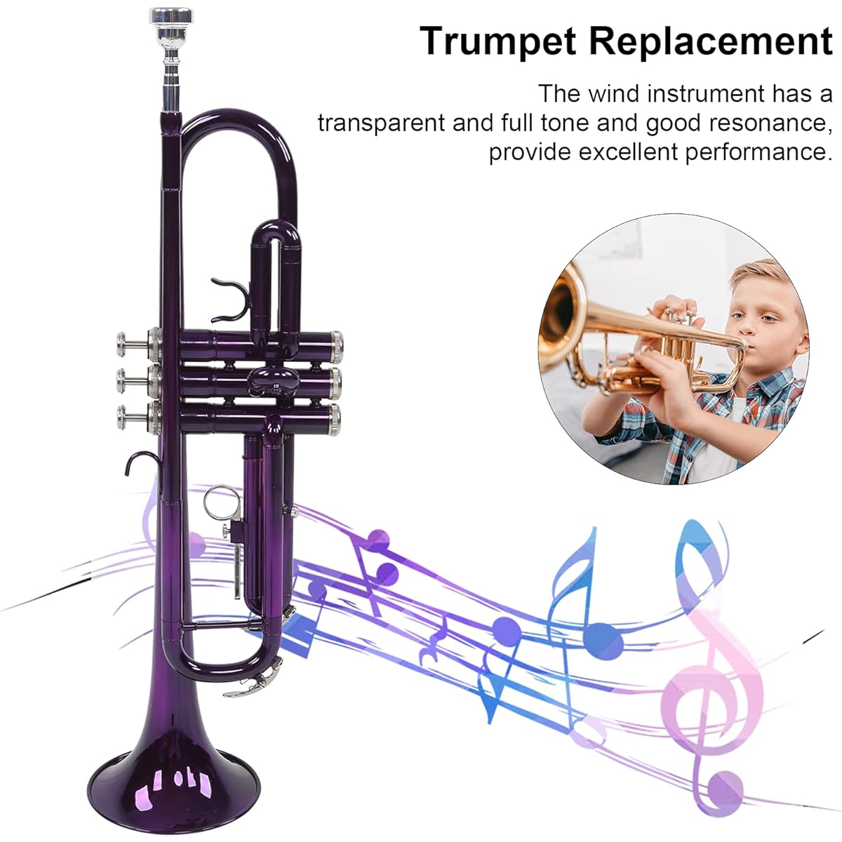 Trumpet Set, Indoor Gift Trumpet Replacement Stable Performance (Purple)
