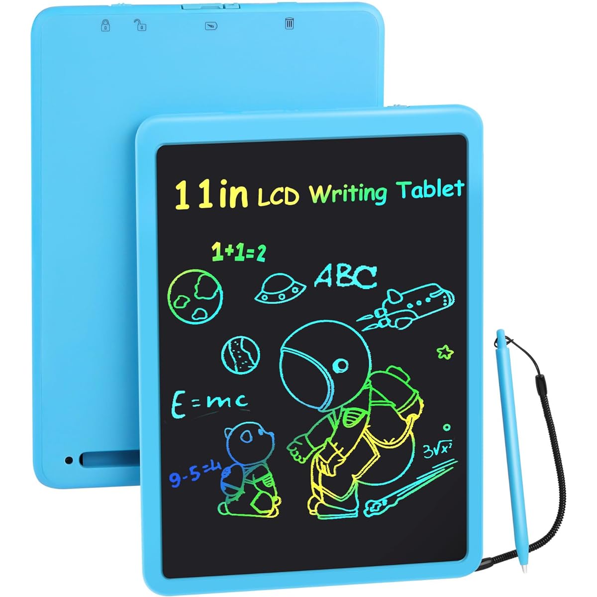 TeienRon LCD Writing Tablet for Kids Toys, 11 Inch Doll Board with Strap Stylus for Toddlers, Colorful Educational Drawing Tablet Pad for Kids Birthday 3-10 Years Old Girls & Boys Blue