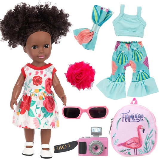 14.5 inch black doll and black baby doll clothes accessories