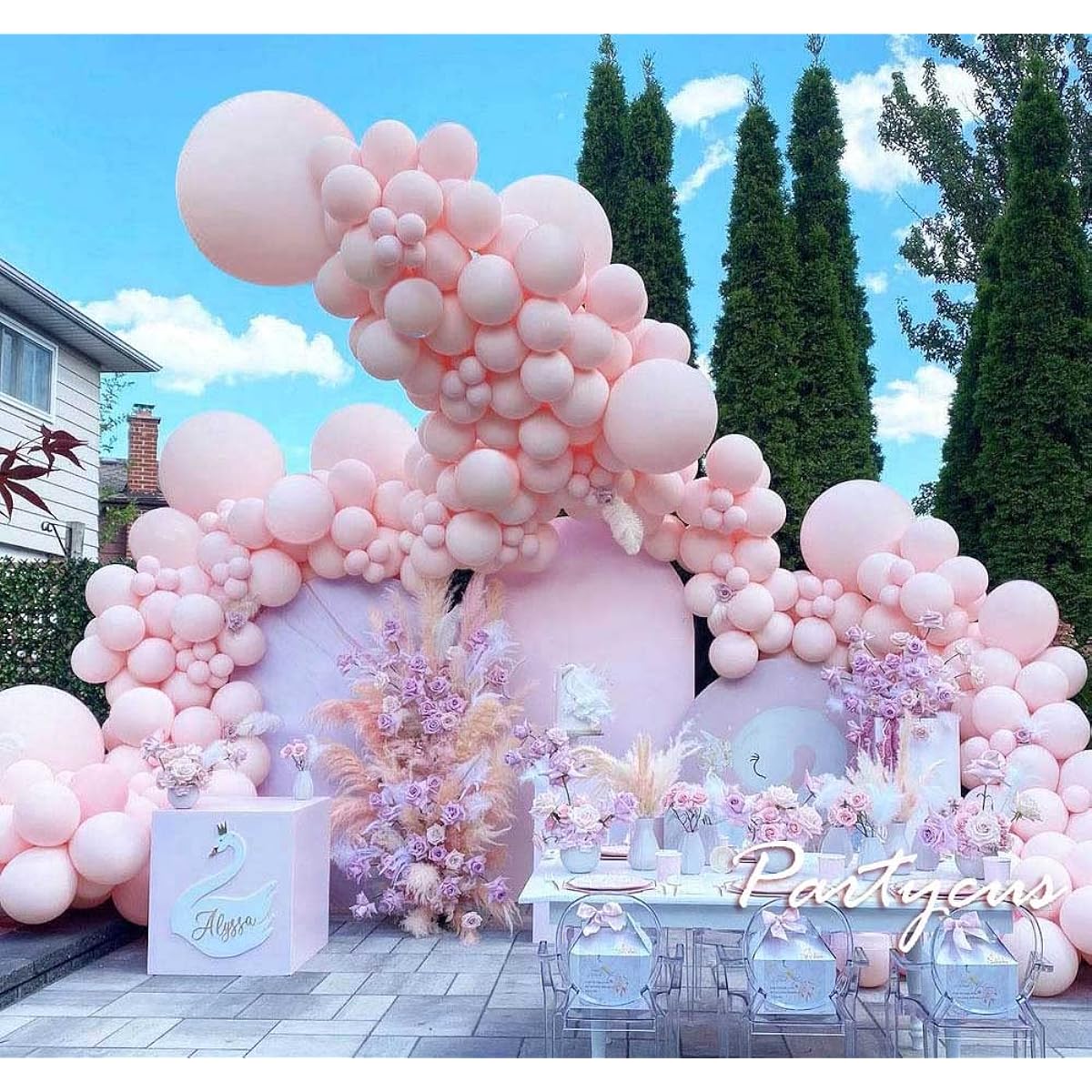 Pink Balloons Double Plush Different Sizes 18" 12" 5" Pastel Light Pink Latex Balloon Garland Arch Kit for Baby Shower Birthday Wedding Party Decoration