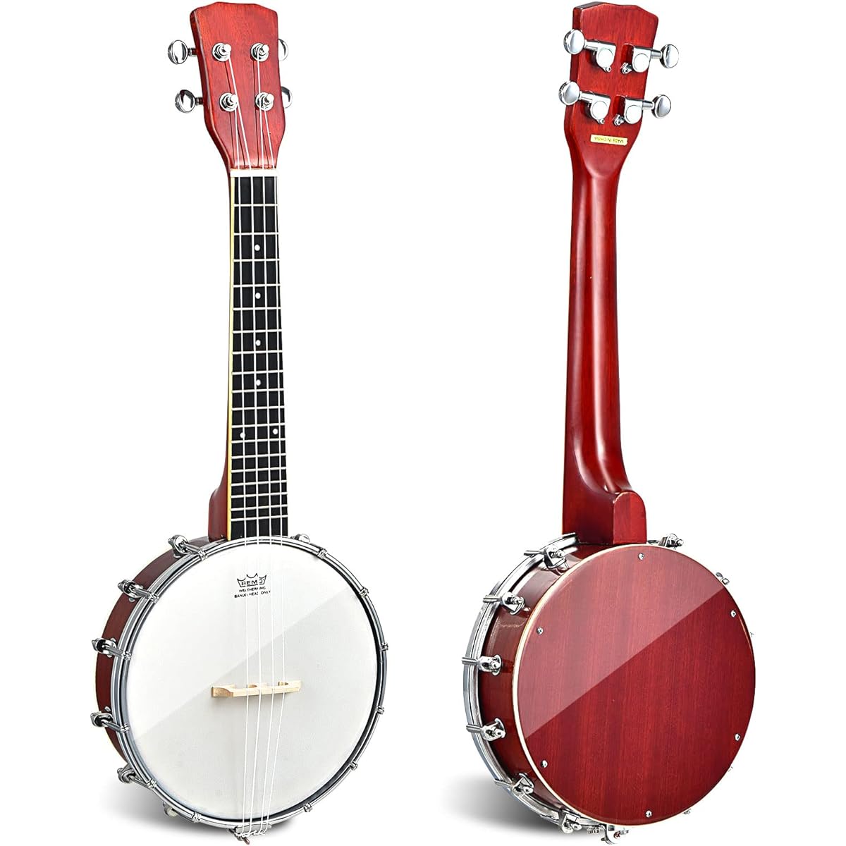 Costzon 4 String Banjo Concert 24" Closed Solid Back Banjo Ukulele with Gig Bag Polish Clothes Travel Resonant Banjole Kit for Kids & Adults Beginners and Experienced Players Sapele Wood