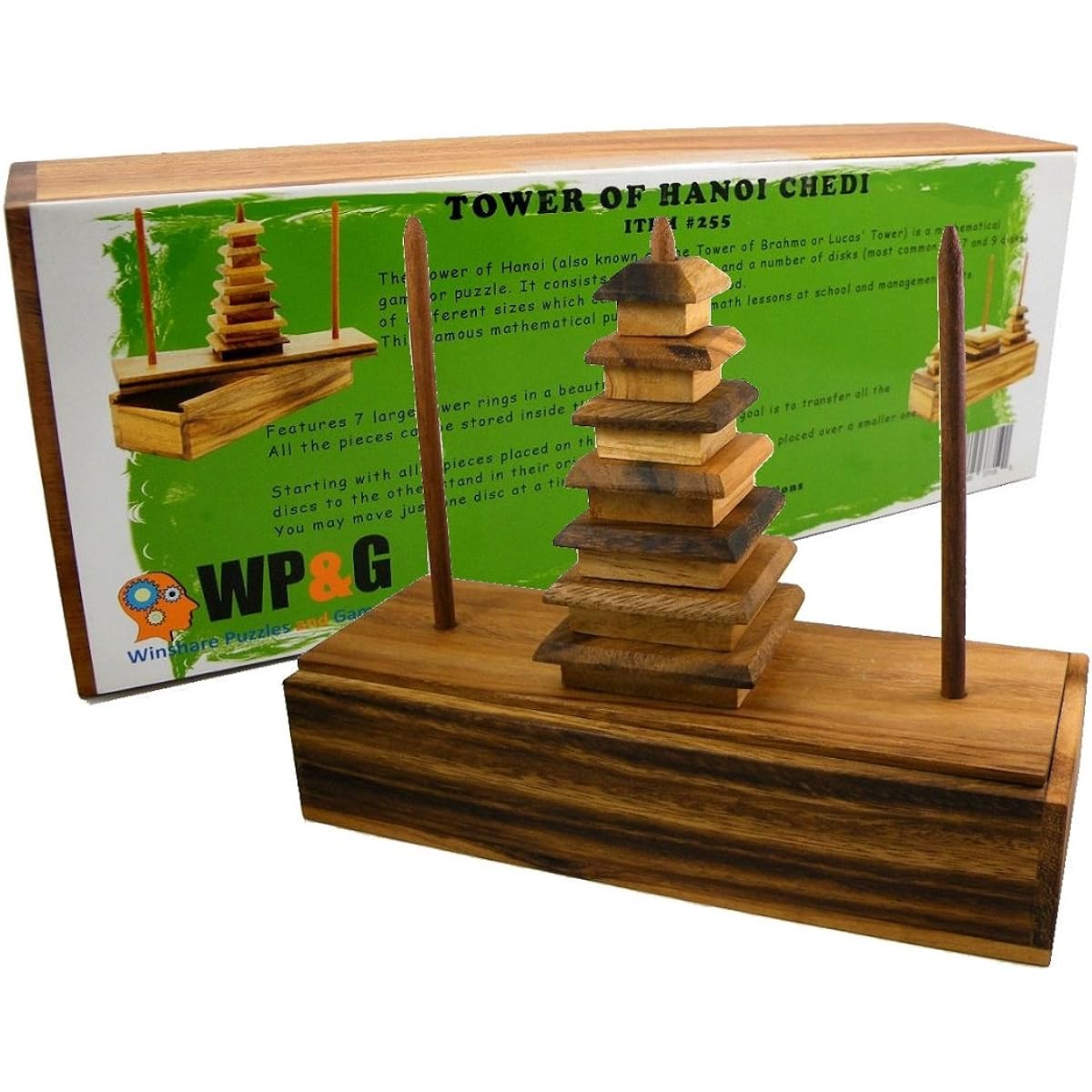 Tower of Hanoi Chedi Wooden Brain Teaser Puzzle