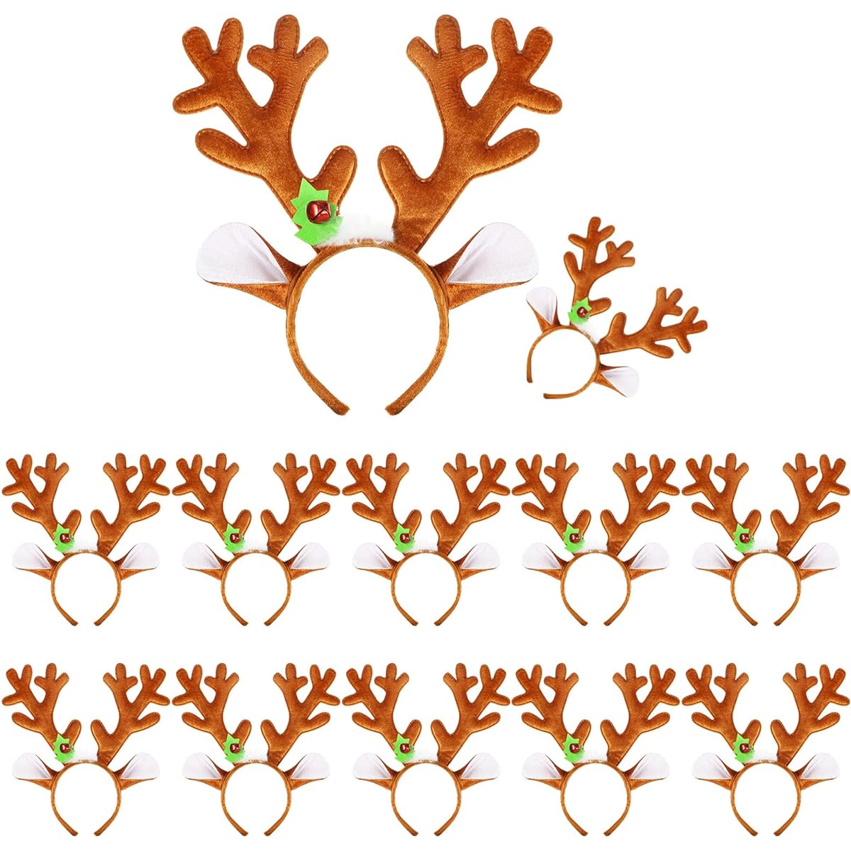 Juinte Christmas Reindeer Antlers Headbands Christmas Headbands Adults Teens Kids Christmas Holiday Party Gifts Multicolor 12 Pieces