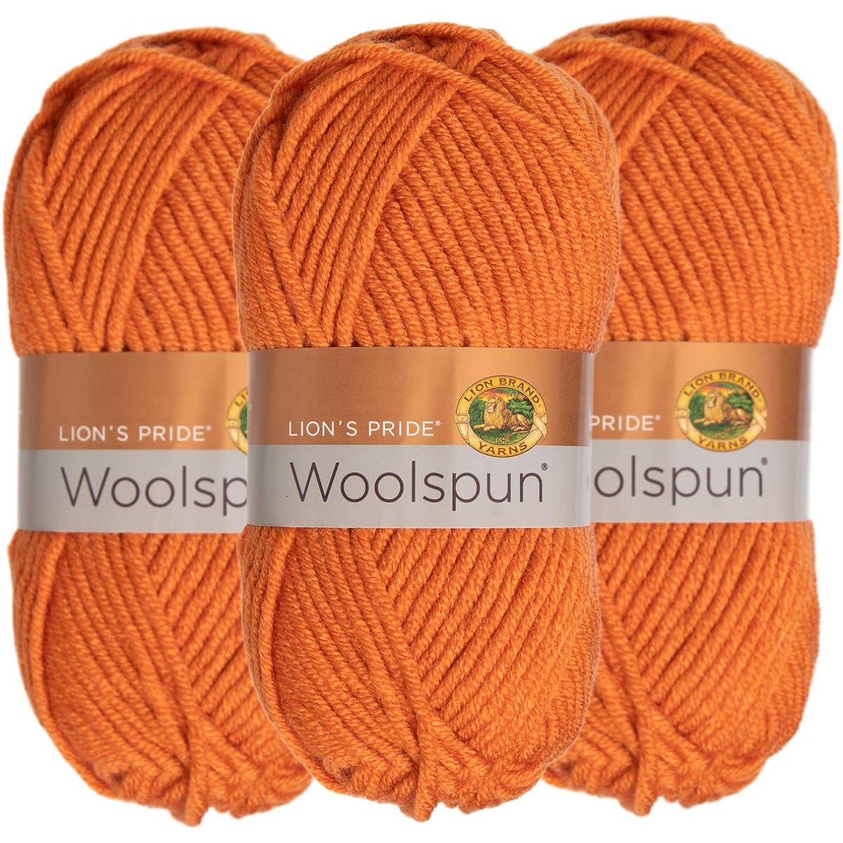 Lion Brand Wool Spun Acrylic & Wool Soft Yarn Crochet Bulky #5 3 Pack Orange 671-132