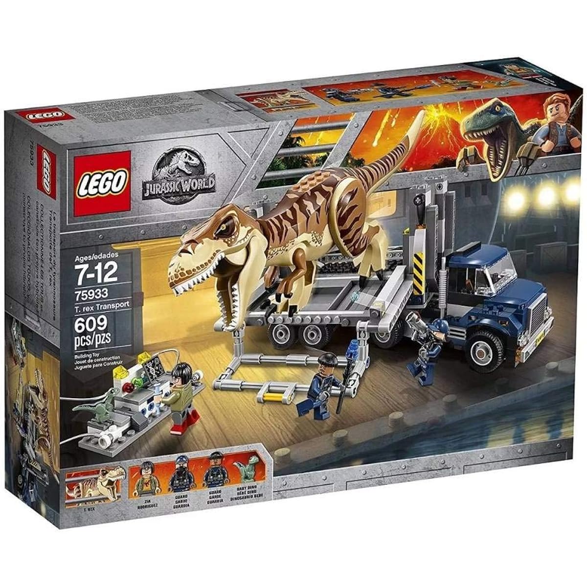 LEGO Jurassic World T-Rex Transport 75933 Dinosaur Playset with Toy Truck 609 Pieces