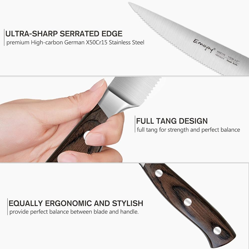 Emojoy Steak Knife Set Steak Knife Emojoy Steak Knife Set 8 Steak Knives Set Serrated Steak Knife with Gift Box
