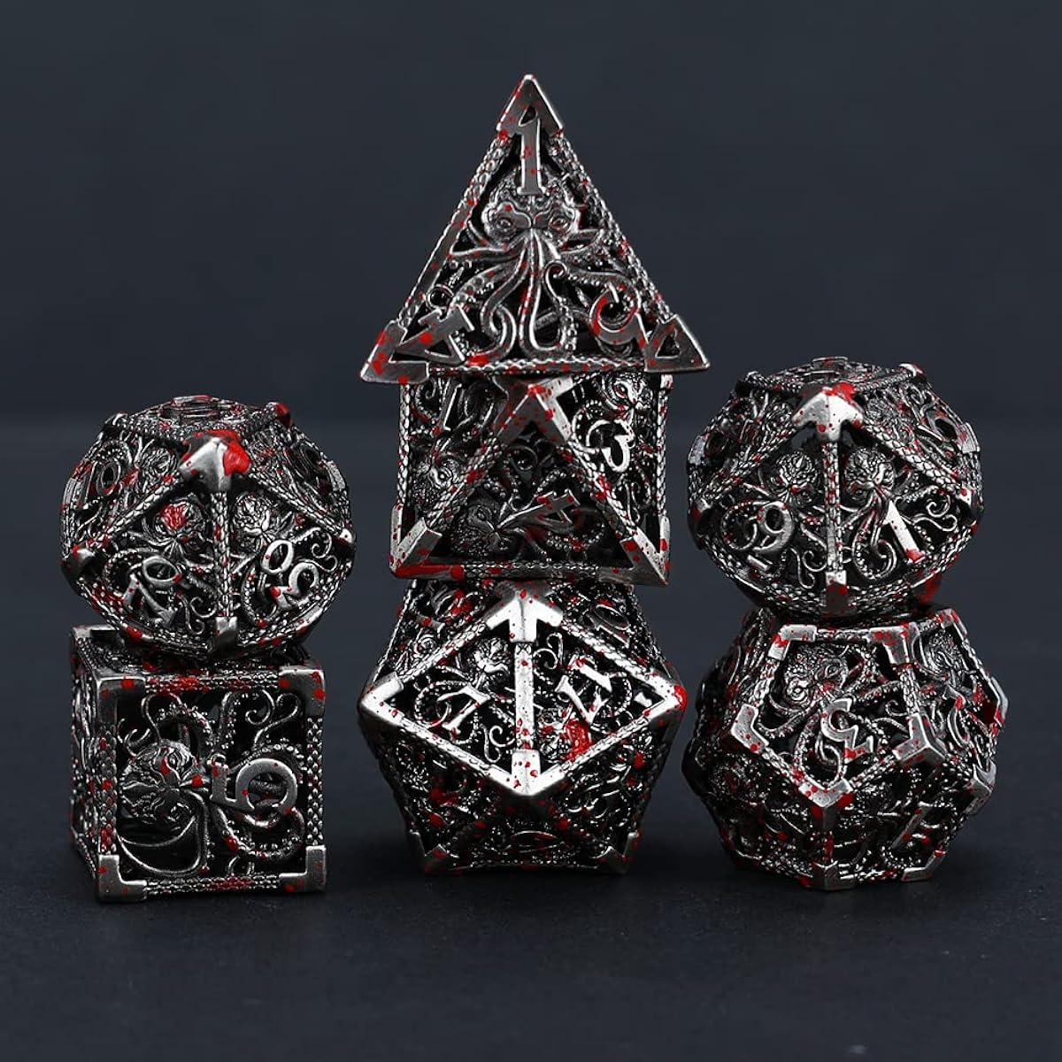 Cthulhu Metal Dice DND Set Role Playing Dice D&D Pure Copper Hollow Polyhedral Dice Perfect for Dungeons and Dragons RPG Explorer Savage World and Tabletop Games