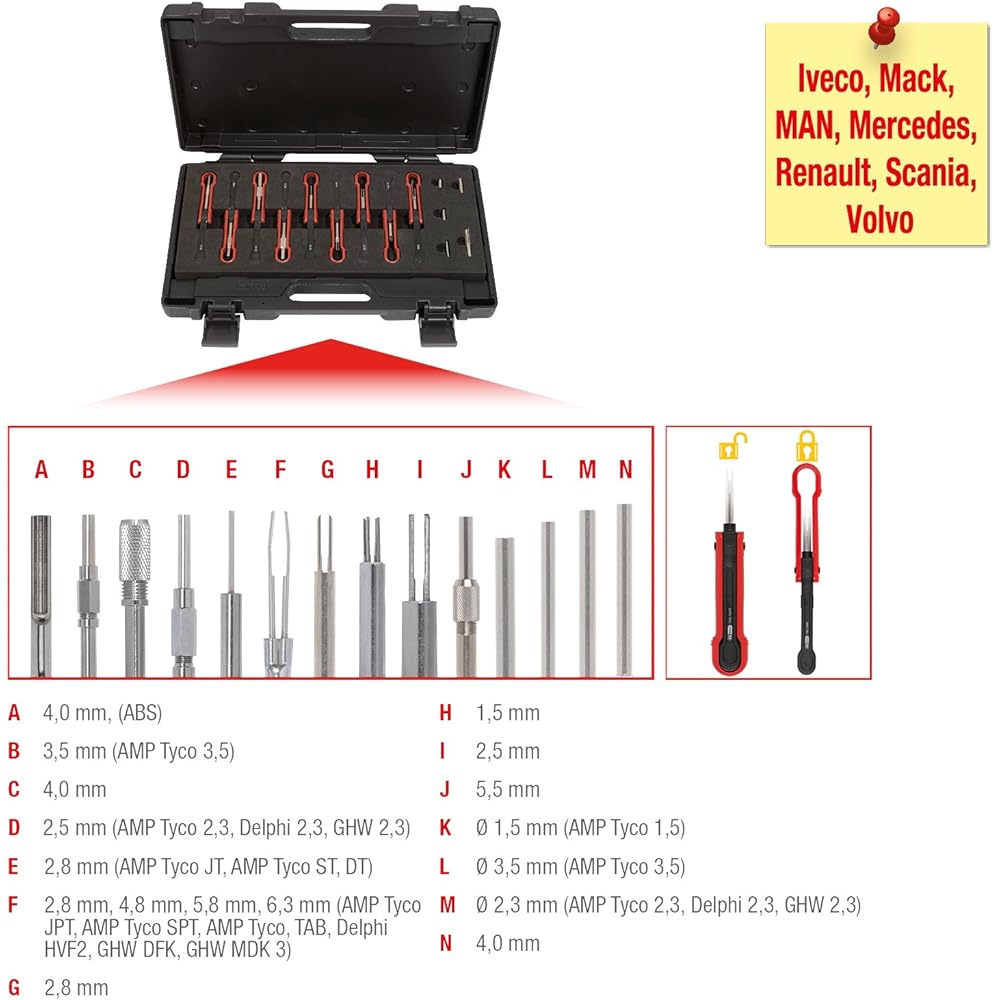 KS TOOLS Commercial vehicle terminal extractor tool set 14 pcs 150.1215