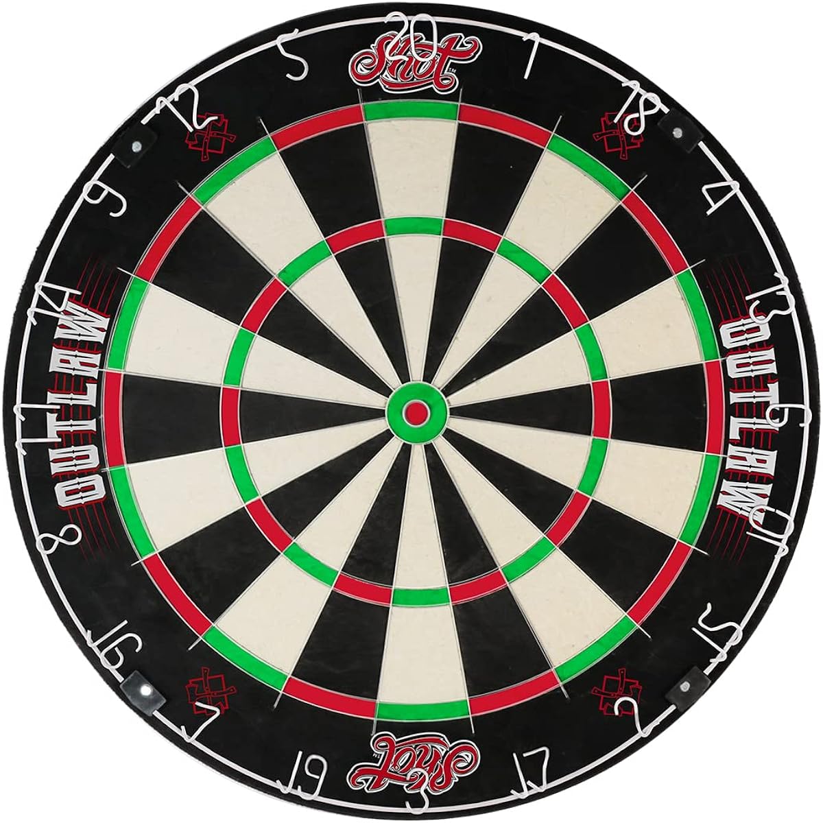 Dartboard by Shot Darts - Full Size 18" x 1 1/2" Professional Outlaw Dartboard