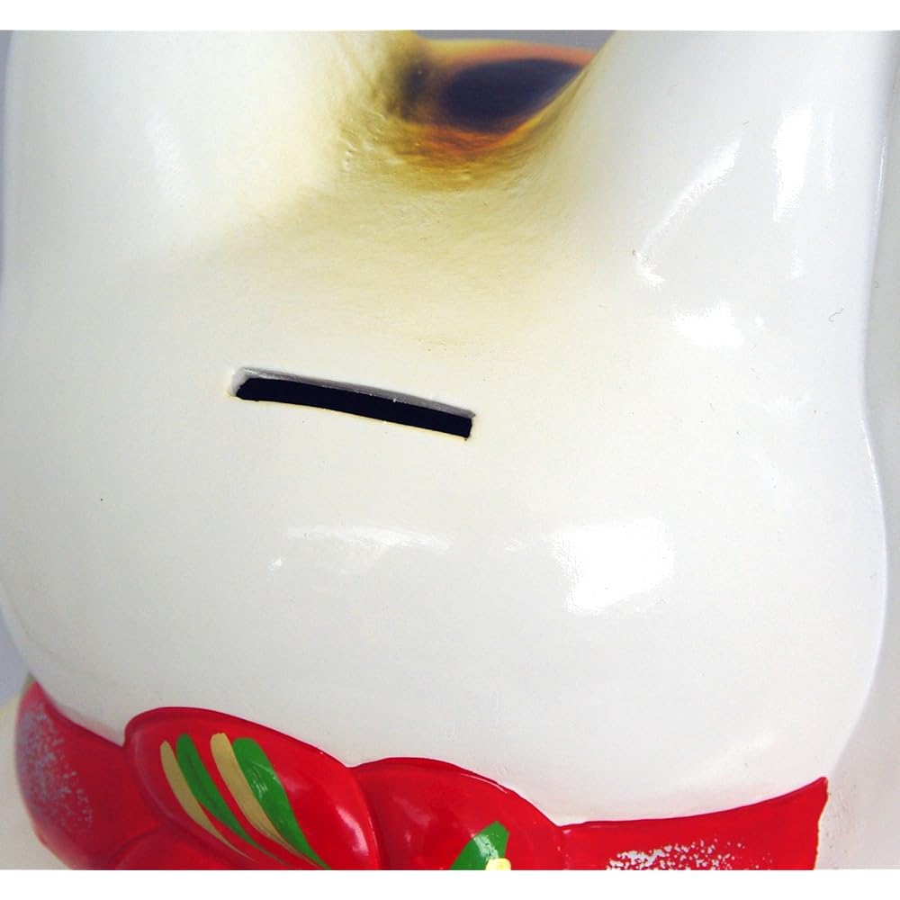 Domestic Tokoname ware beckoning cat white-handed oval cat right hand size 10 764-2-904