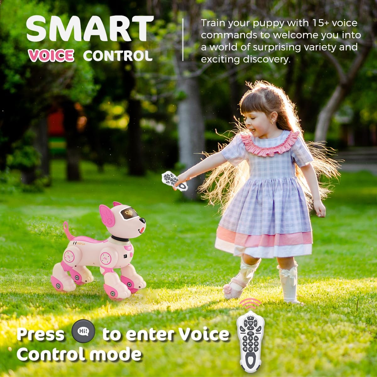 VATOS Robot Dog Toy for Kids Voice 2.4GHz Remote Control Robot Pet with Interactive Touch Sensor 20+ Responses Program Mode Robot Puppy Toy for Kids Boys Girls