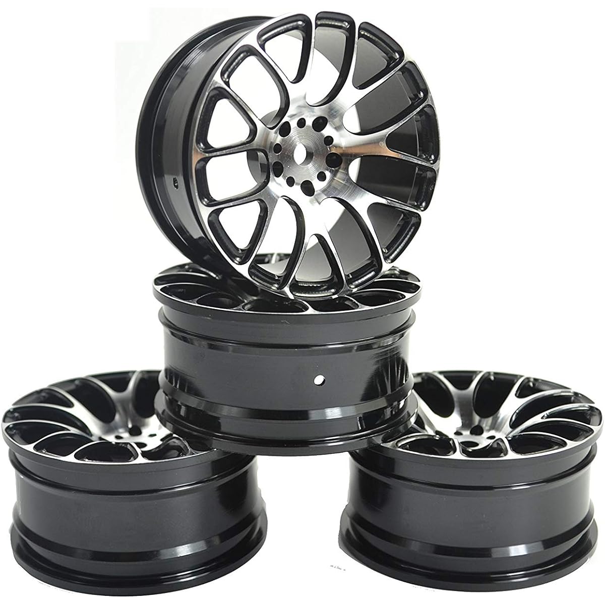 LAFEINA Aluminum Alloy Wheel Rims for 1:10 RC Drift On-Road Racing Car Touring Upgrade Parts (Black)