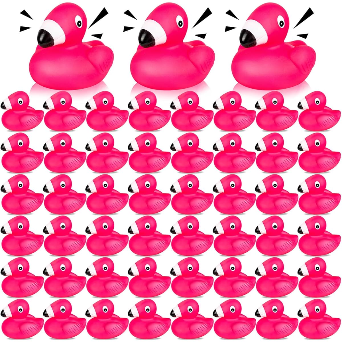 Flamingo Rubber Duckies for Kids 24 Pieces Pink Flamingo Duck Bath Toy Cute Floating Squeaky Mini Rubber Duck Baby Shower Cake Decoration Classroom Carnival Prize