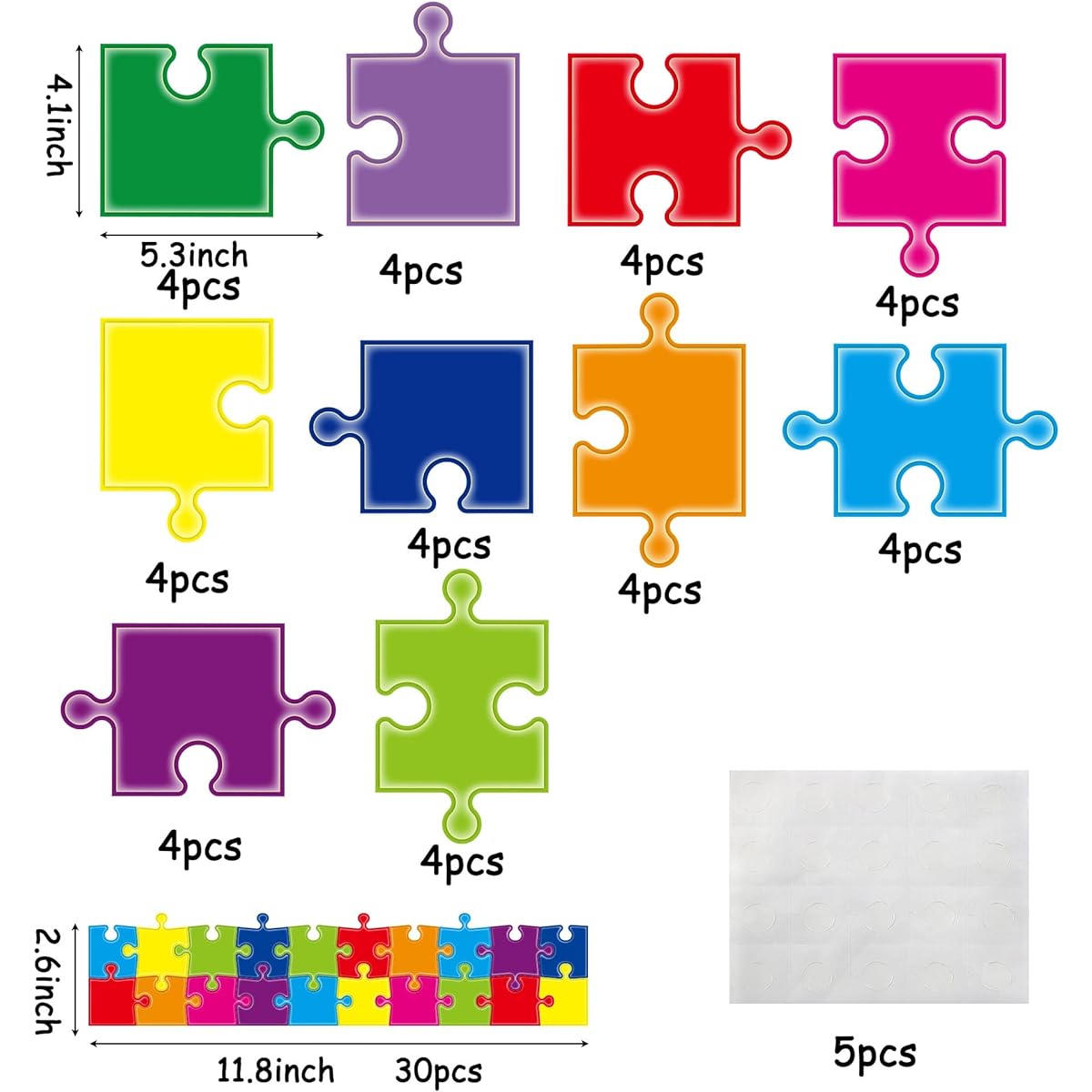 G1ngtar 70 Piece Puzzle Piece Cutouts Bulletin Board Decoration Set Welcome Back to School Jigsaw Puzzle Straight Border Trim Teacher Accent Supplies for School Nursery Kindergarten Classroom Playroom