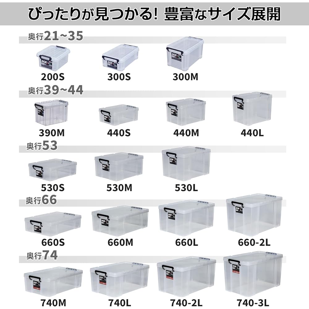 Tenma Durable Storage Box Made in Japan ROX Clear Case Container Box Closet Clothes Case Plastic Width 44 x Depth 74 x Height 43cm ROX 740-3L