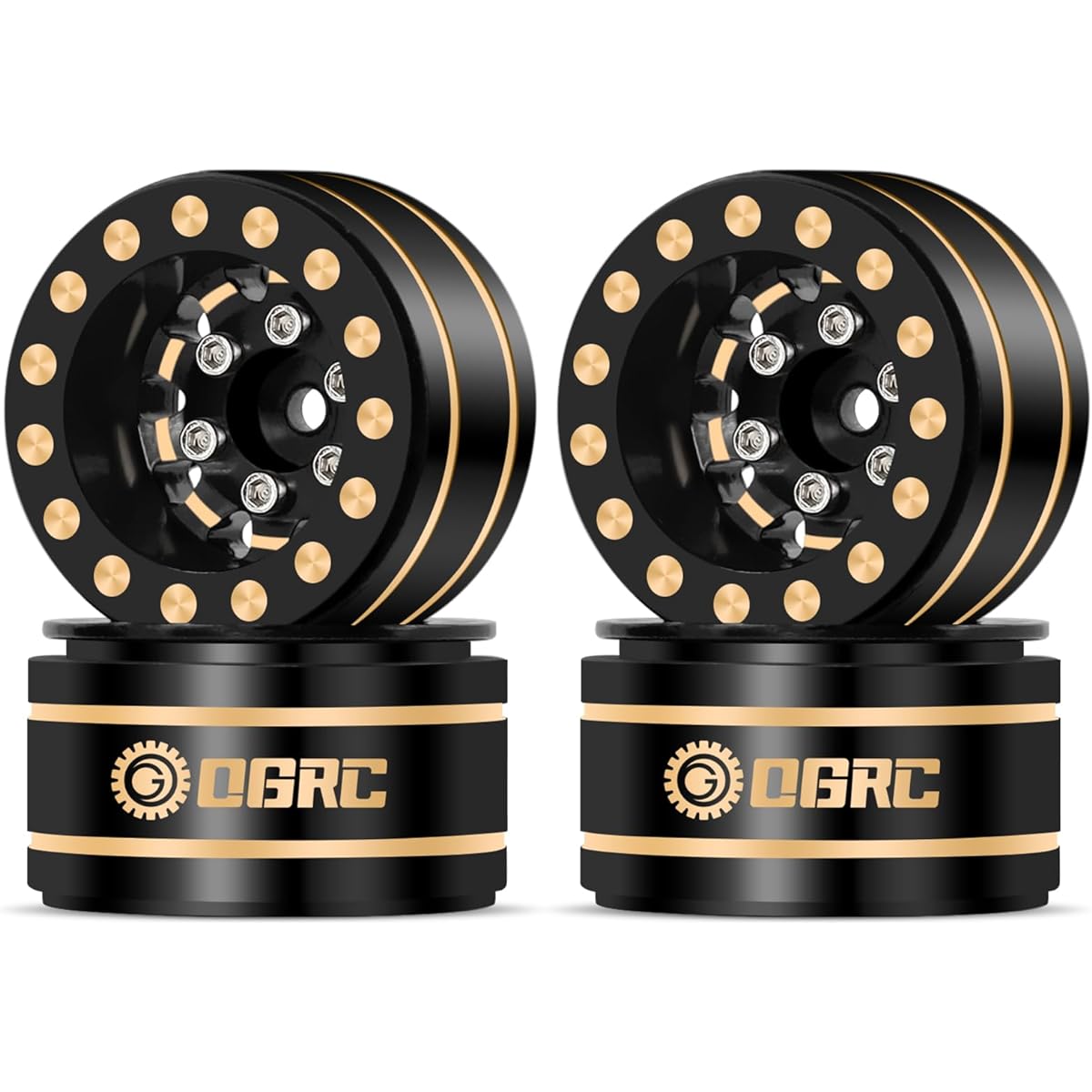 OGRC 1.0 RC Wheel Brass Minus Offset 7mm Wheel SCX24 C10 JLU Deadbolt for Gladiator Bronco 1/24 Crawler Car - 190g