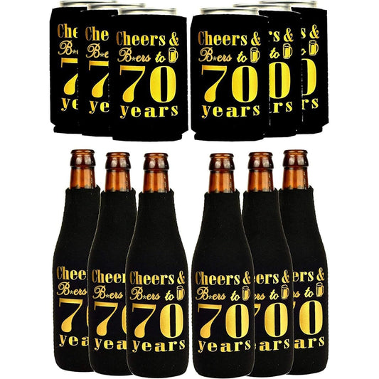70th Birthday Decorations for Men - 70th Birthday Gifts - Custom Can Cooler and Sleeve Set - Perfect 70th Birthday Party Favors and Decorations