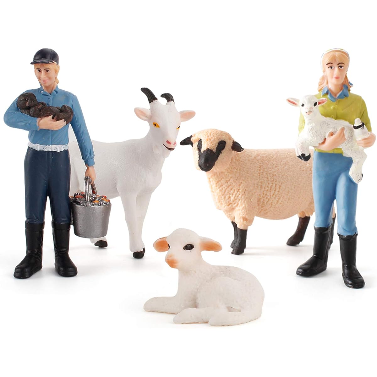 5pcs Farm Animals Goat Figurines Realistic Sheep Figurines Farm Animal Toys Farm Lamb Model Set Desktop Decoration Collection Farm Animals for Toddlers Kids Boys Girls as Birthday Gift