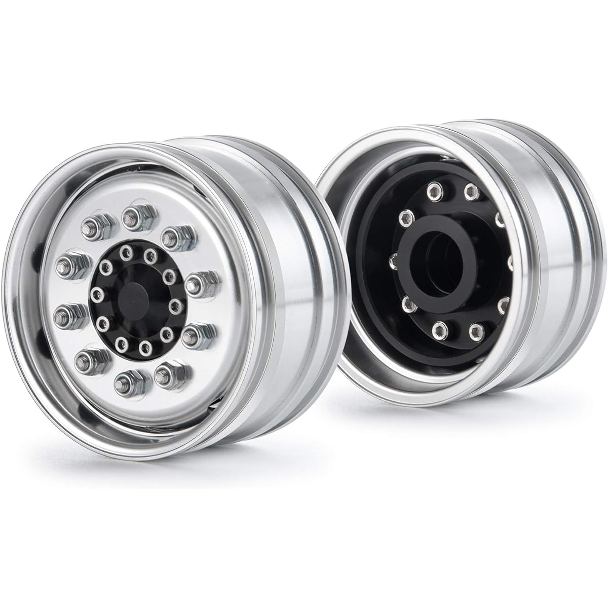 Que-T Metal Front Wheel Rim Hub 2pcs for 1:14 Scale RC Tamiya Trailer Tractor Truck Climbing Vehicle