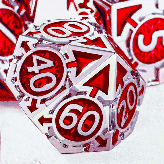 Rare Chrome Plated DND Dice Set Red Metal D&Dice Set