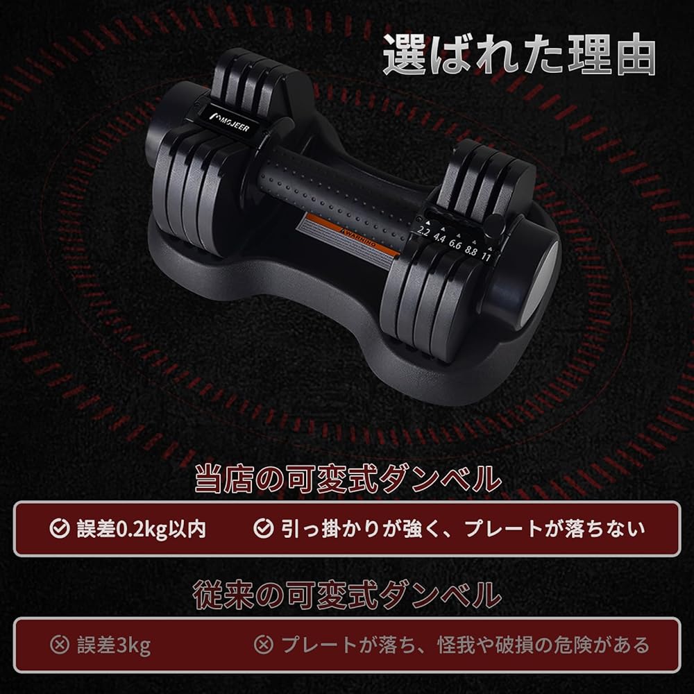 MOJEER Adjustable Dumbbell 5.5kg/11kg/25kg Adjustable Dumbbell Set of 2 1.1~5.5kg/2.2~11kg/2.5~25kg 5/5/6 Level Adjustment Weight Adjustment in 1 Second Quick Dumbbell Muscle Training BJ