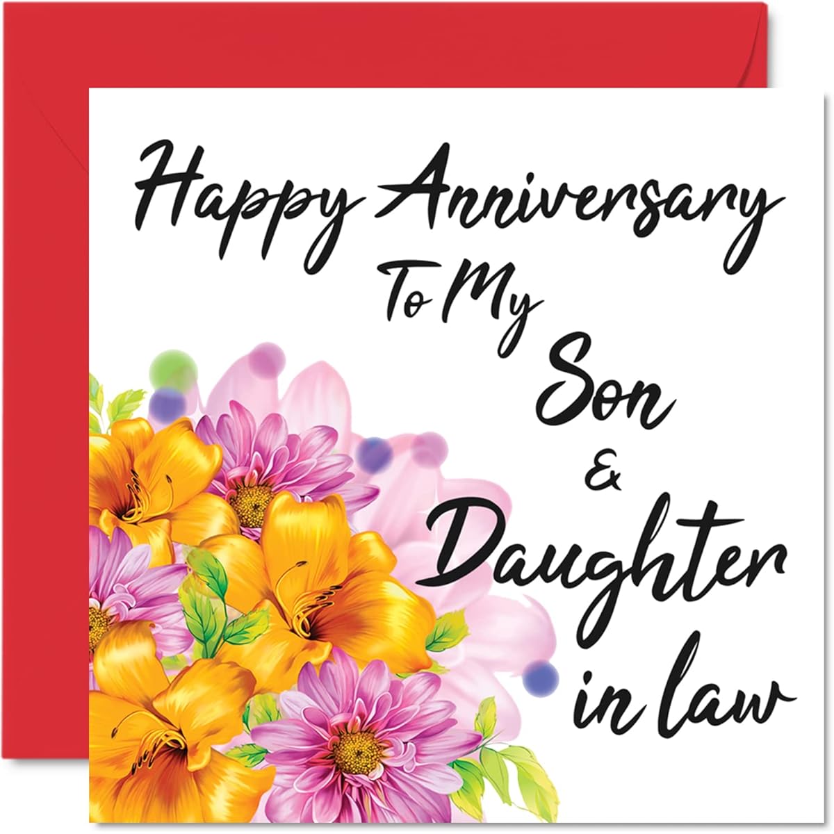 Stuff4 Cute Anniversary Card for Son - Happy Anniversary for Son and Daughter-in-Law - Special Wedding Anniversary Card for Women Men Him 5.7 x 5.7 Inch Beautiful Greeting Card for Fiance