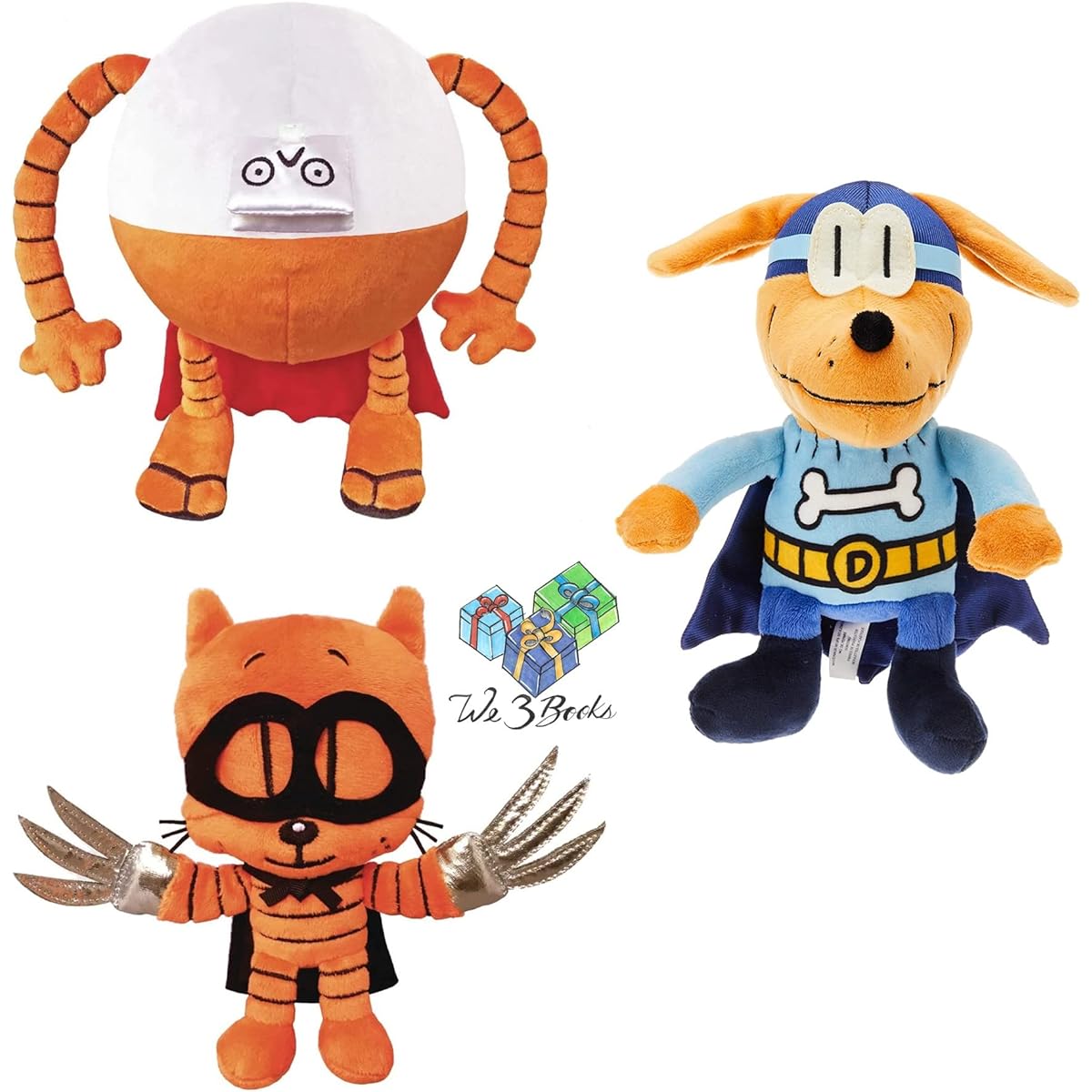 Dav Pilkey Dog Man Book Supa Buddy Action Set Plush Characters by MerryMakers Bark Knight 80-HD Cat Kid Gift Book Bag (Gift Set for Supa Fans Who Enjoy Stories and Have Amazing Adventures)