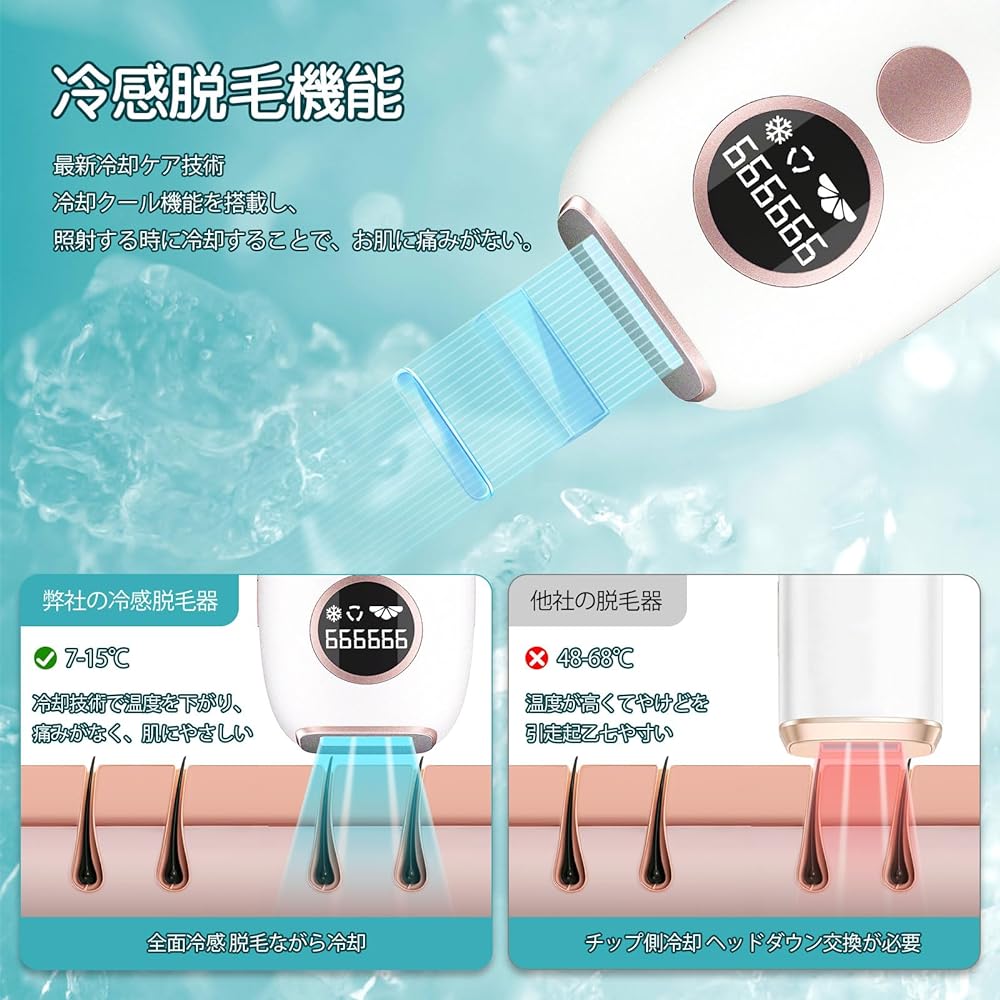 Epilator for men and women, compatible with vio, home hair removal device [SGS Best Innovation Award/IPL hair removal device] IPL light beauty device, manual/automatic mode, unlimited irradiation, cold painless hair removal, hair removal device for hair