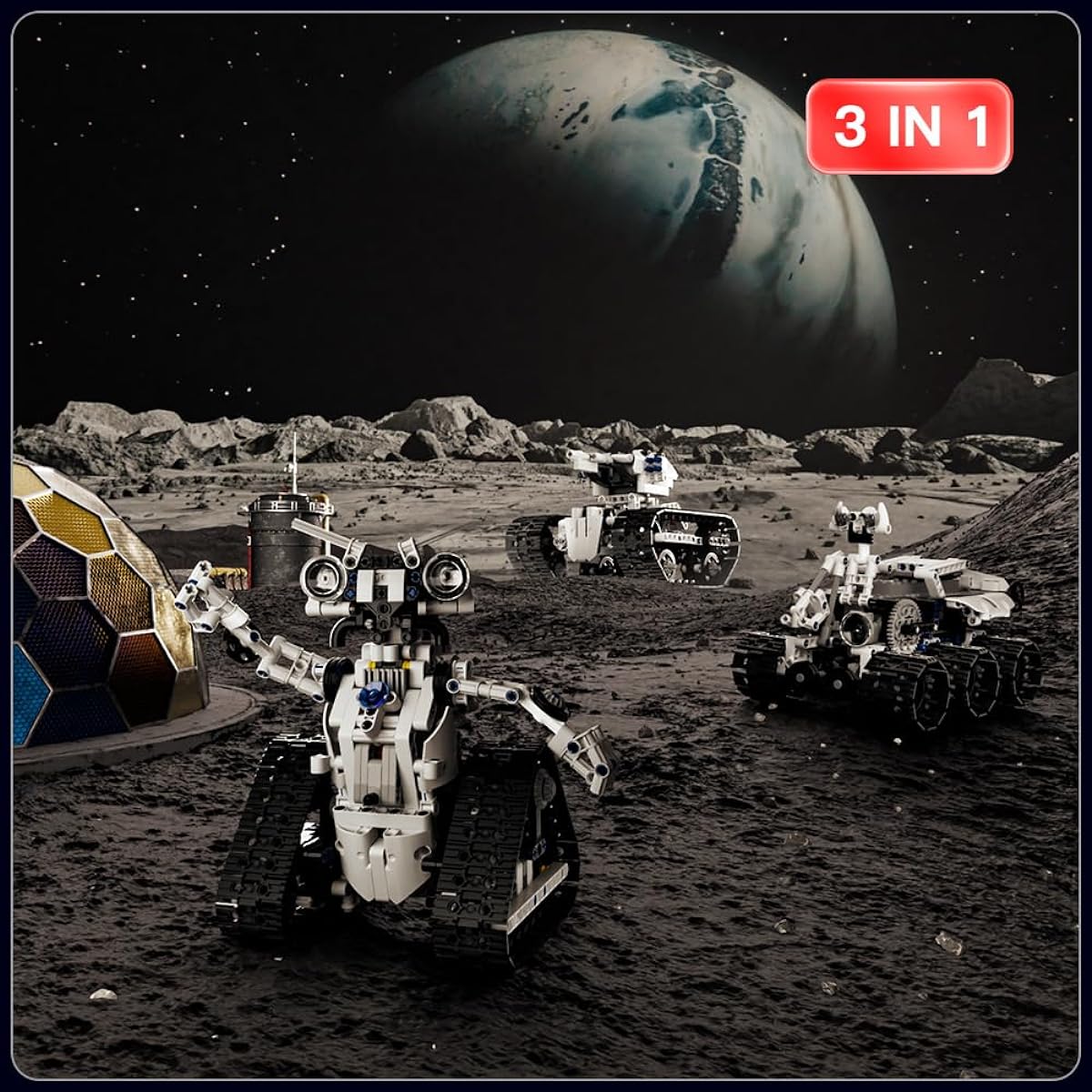 Mould King Technical STEM Project Robot Kit 3 in 1 RC Robot Toy Building Block Kit 15046 Remote Control Mars Explorer STEM Robot Kit Building Toys Robotics Ages 8+ (606 Pieces)