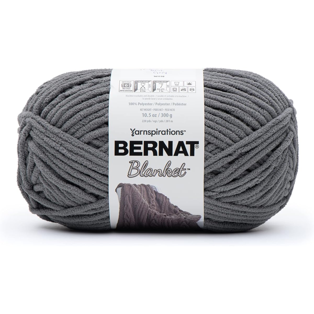 Bernat Blanket Dark Gray Yarn - 2 Pack of 300g/10.5oz - Polyester - 6 Super Bulky - 220 Yards - Knitting/Crochet