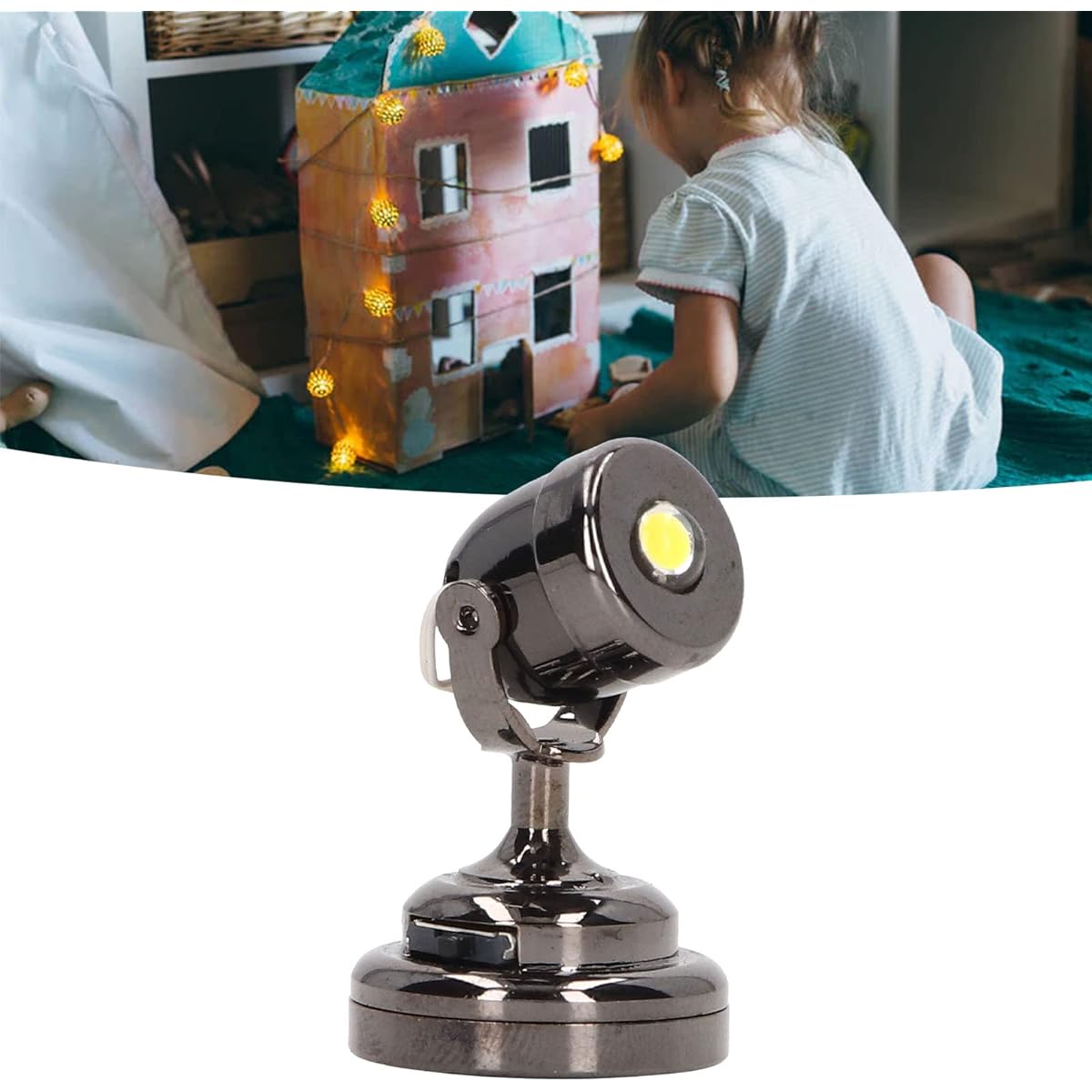 Agatige Dollhouse Light LED Miniature Lamp with Base Switch for 1:12 Dollhouse (Glossy Black)