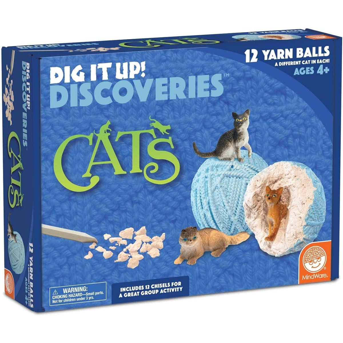 MindWare Dig It Up Discoveries: Cats - Party Size Educational Discovery Dig for Kids with Tools and Fun Facts - Learn All About Cats