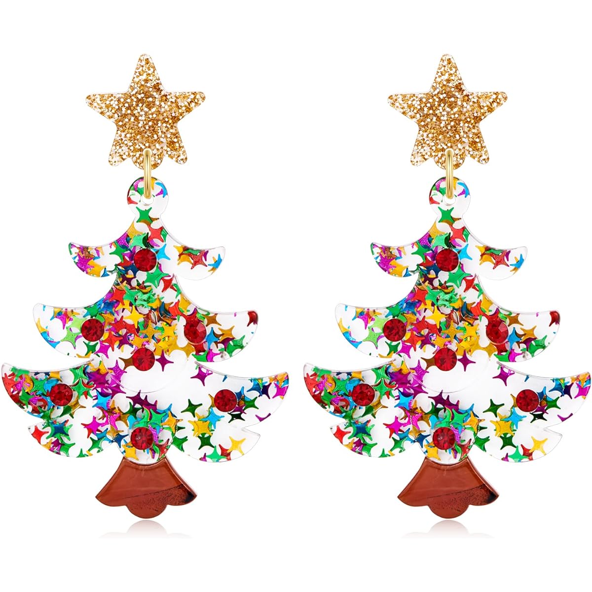 HESSAWELL Christmas Tree Candy Reindeer Christmas Santa Pendant Earrings for Women Christmas Drop Dangle Earrings Festival Holiday Jewelry Gift