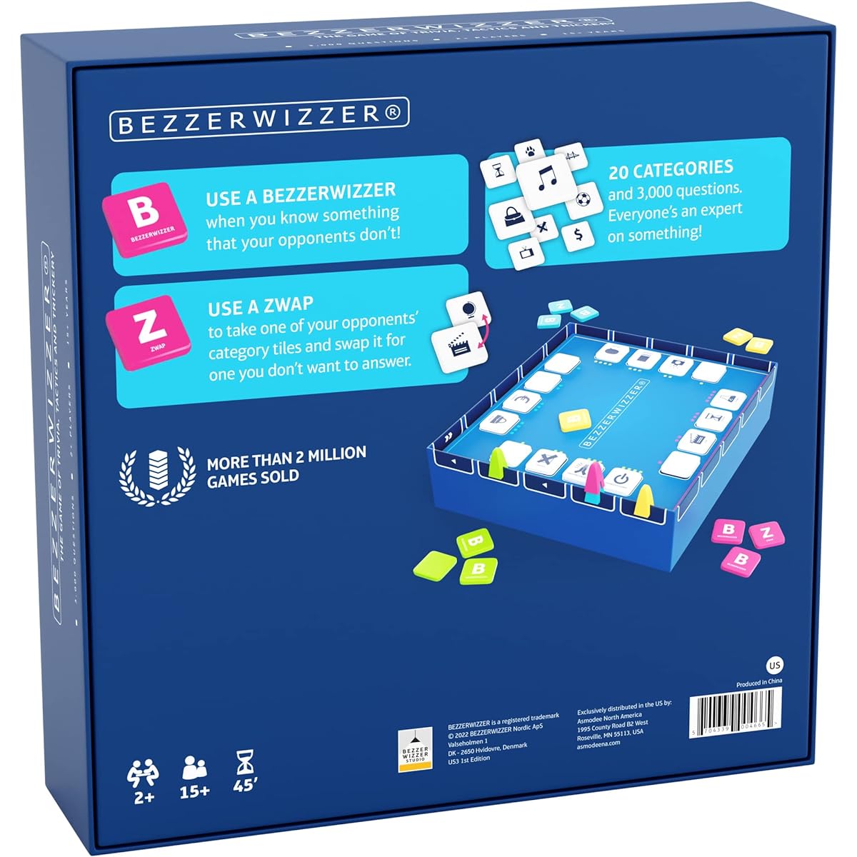 Bezzerwizzer Original Party Game Fun Trivia Game Fast Paced Twirl Swapping Strategy Game for Adults and Teens Ages 14+ 2-12 Players Average Play Time 45 Minutes Made by Bezzerwizzer