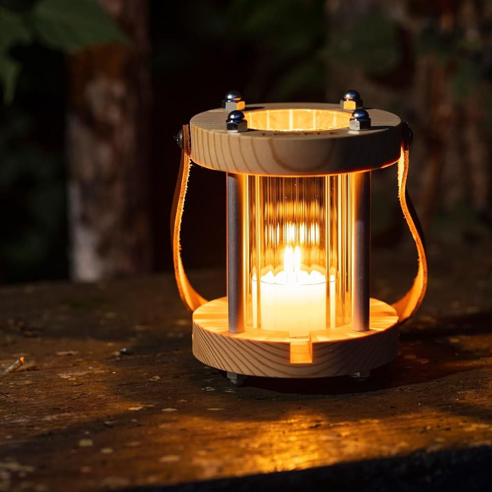 [LOOPLE] Loople Candle Lantern "Wood" S Standard Comes with 4 cup candles Burning time: Approximately 5 hours/piece Unscented