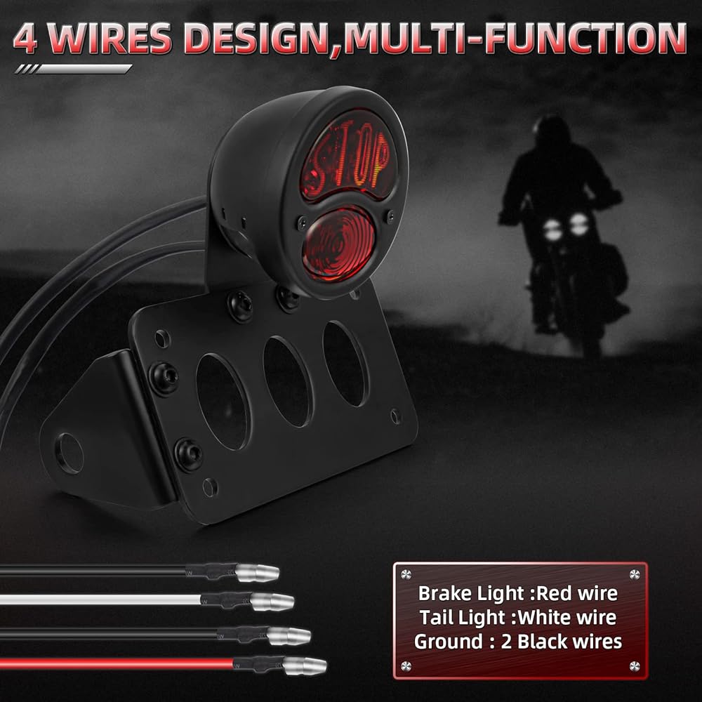Amazicha Tail Light Side Mount License Plate Bracket Compatible with Harley Black LL-LP-BST-US