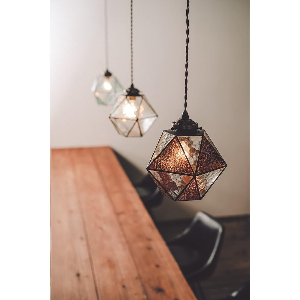 Interform Pendant Light LT-9338AM Mary's with Incandescent Bulb Amber Stained Glass Japanese Western Retro