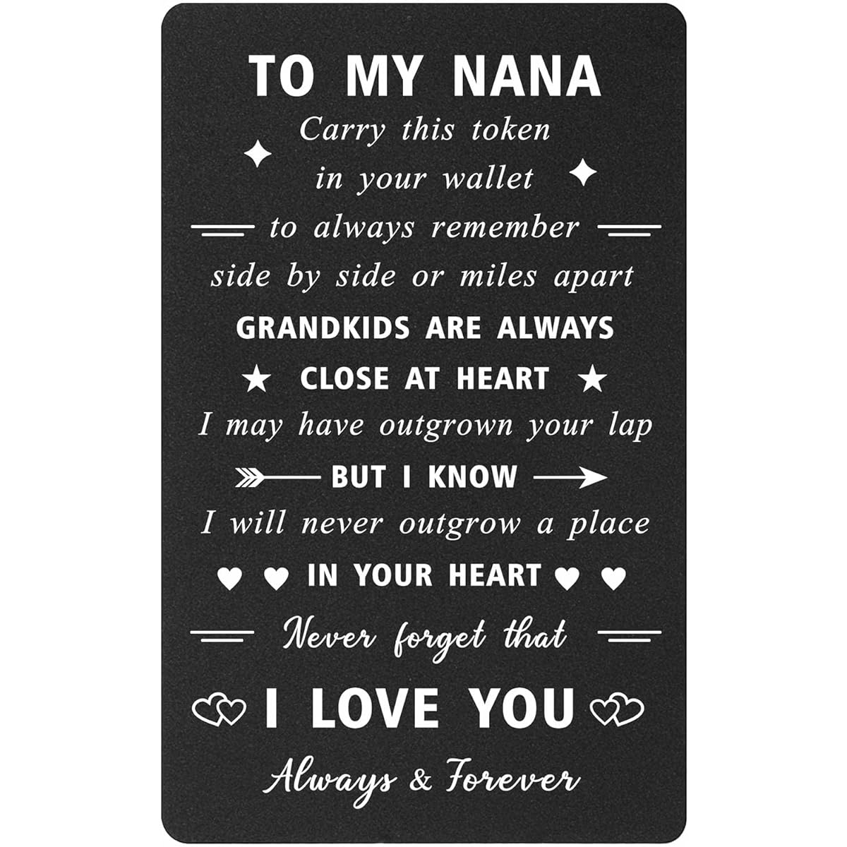 ENGZHI Nana Gift from Grandchild I Love My Nana Women's Birthday Mother's Day Christmas Valentine Metal Engraved Wallet Card