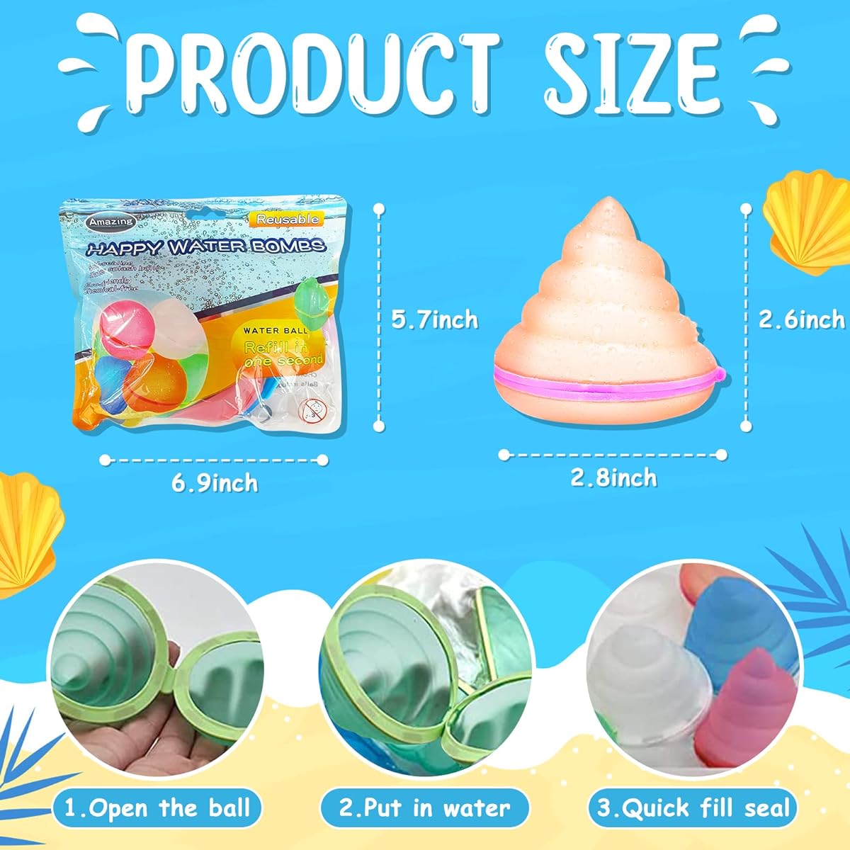 18pcs Reusable Silicone Water Balloons for Summer Pool Party Games