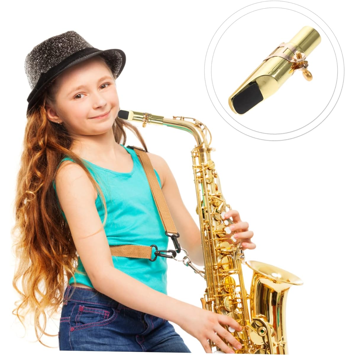VICASKY 3-Piece Set Saxophone Mouthpiece, Saxophone Mouth Cap, Bass Clarinet Mouthpiece, Saxophone Mute, Saxophone Reed Kit, Saxophone Metal Ligature, Tenor Saxophone Mouthpiece