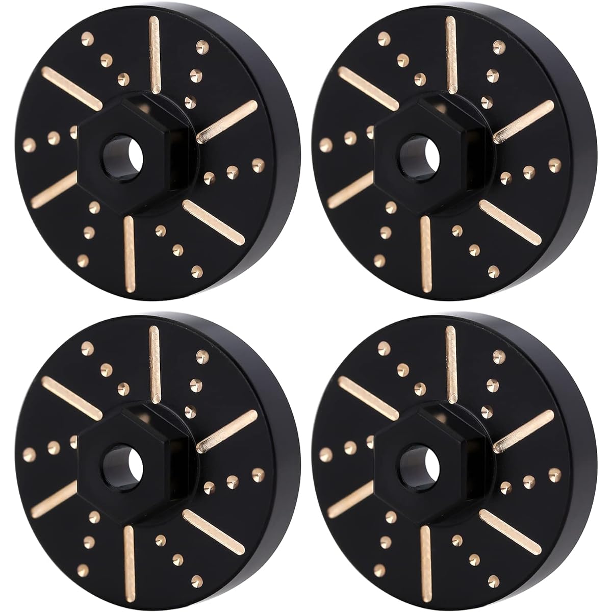 INJORA Brass Extended Wheel Weight Hub Black Coating Finish Upgrade Parts 1/24RC Crawler Axial SCX24AXI90081,4pcs