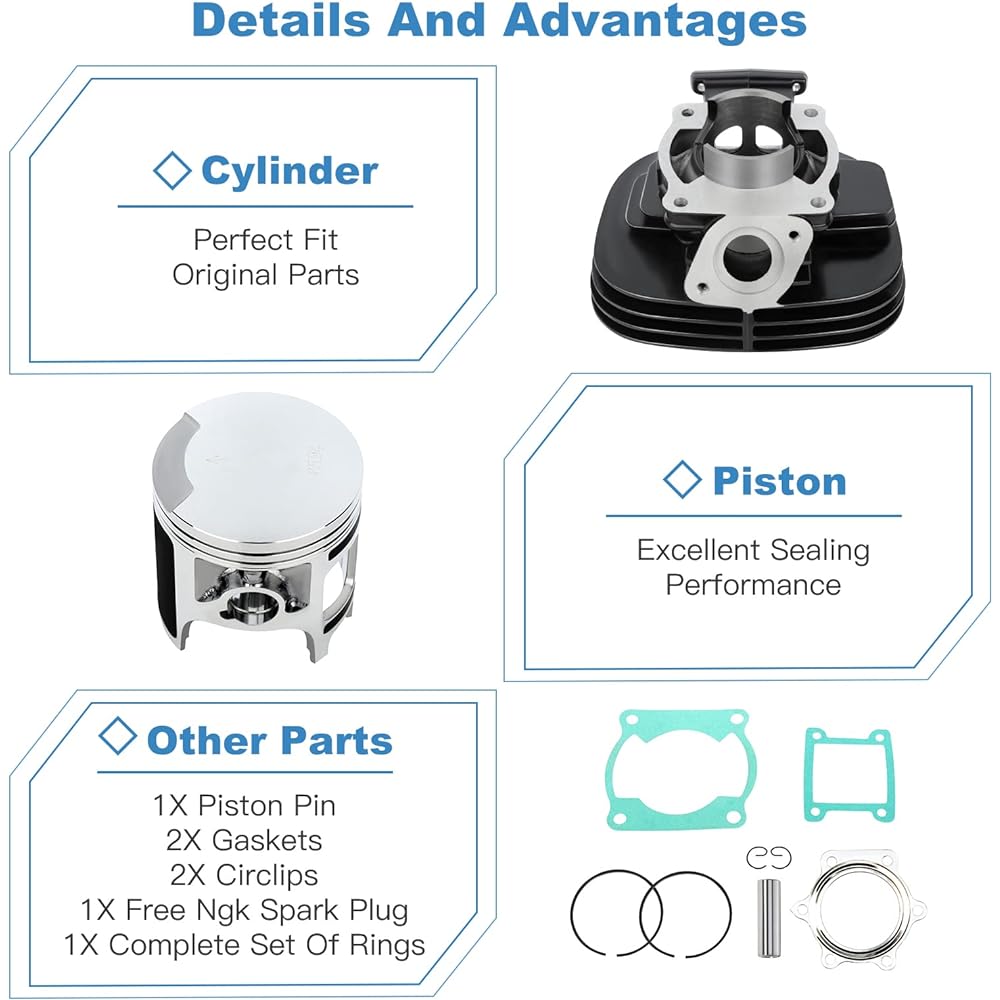 ECCPP Cylinder Piston Assembly Kit for Yamaha Blaster 200 YFS200 1998-2006 Cylinder Piston Ring Gasket Set