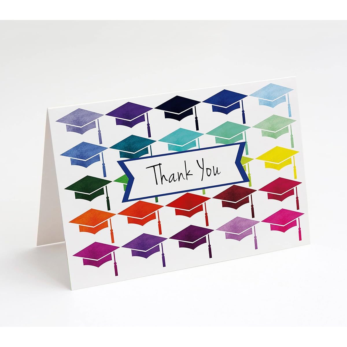 Market On Mainstreet Graduation Thank You Cards with Envelopes - 25 Cards and Envelopes - Made in the USA (Colorful Caps)