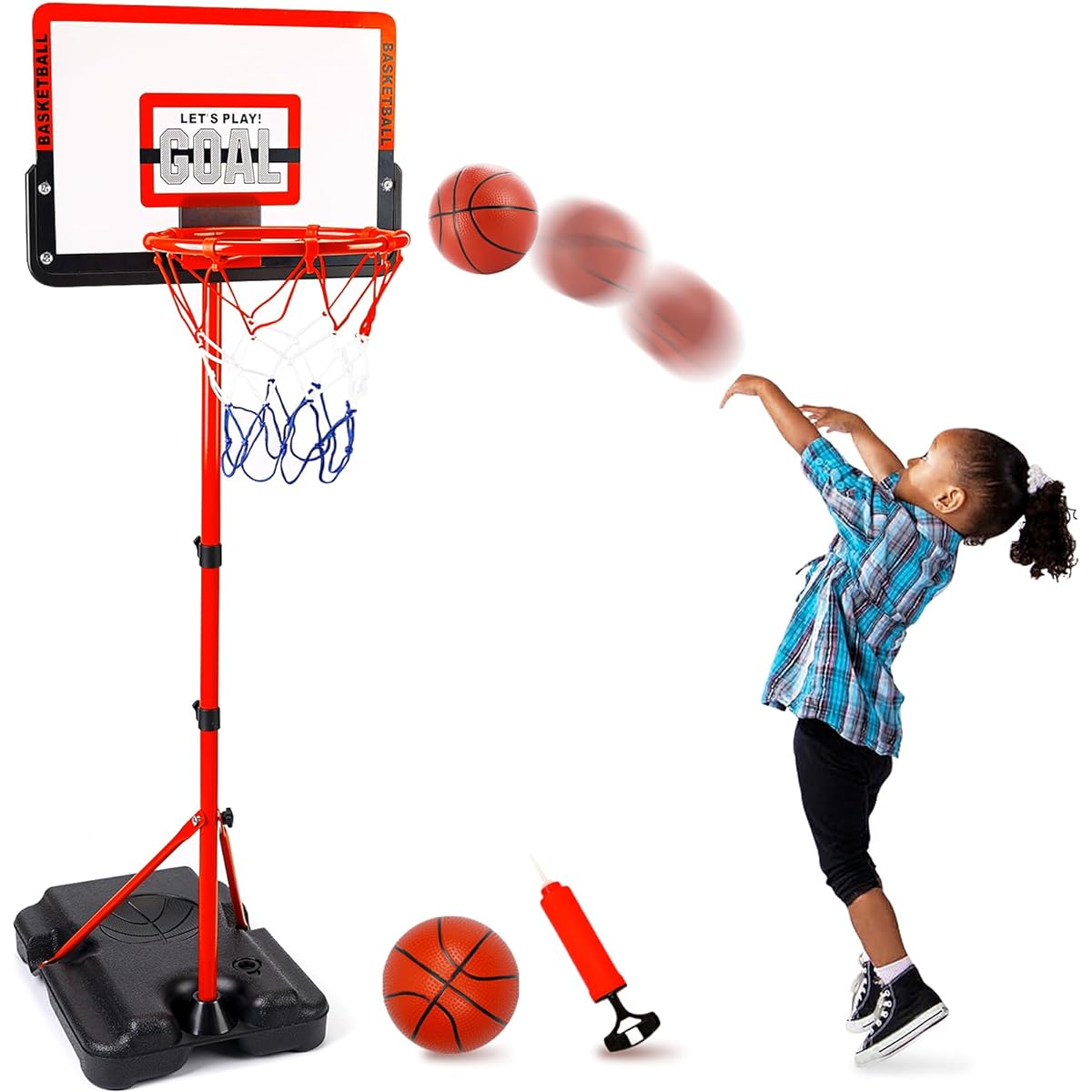 Kids Basketball Hoop Outdoor 1 2 3 4 5 6 Years Old Adjustable Height 3.5ft-5ft Mini Toddler Basketball Hoop Indoor Goal Backyard Games Outdoor Toys for Boys Girls Birthday Gifts 1-3 2-4 3-5 Years Old