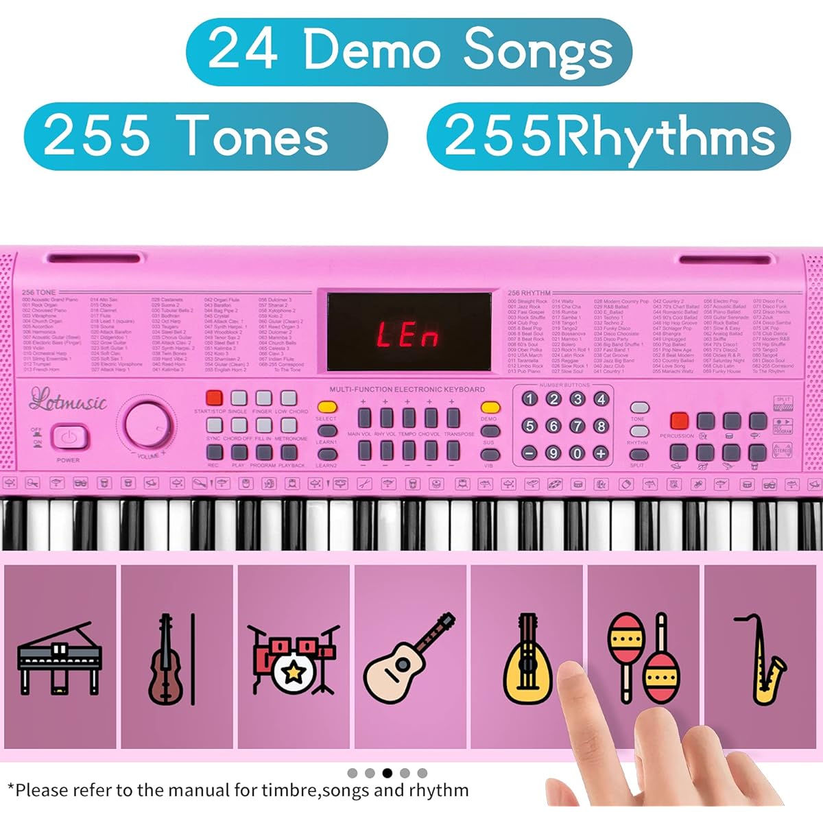 Portable Keyboard Piano 54 Keys Electronic Kids Learning Mini Digital Piano with Headphone Jack & Teaching Mode Gift for Children Adults Beginners (Pink)